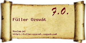Füller Ozsvát névjegykártya